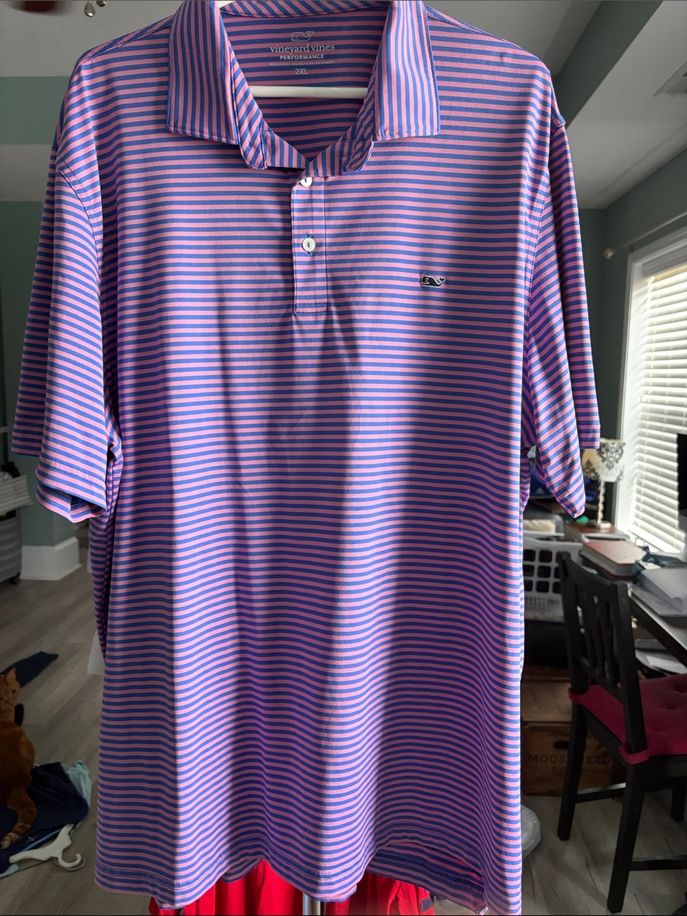 Vineyard Vines Men’s Striped Performance Polo — Purple & Pink